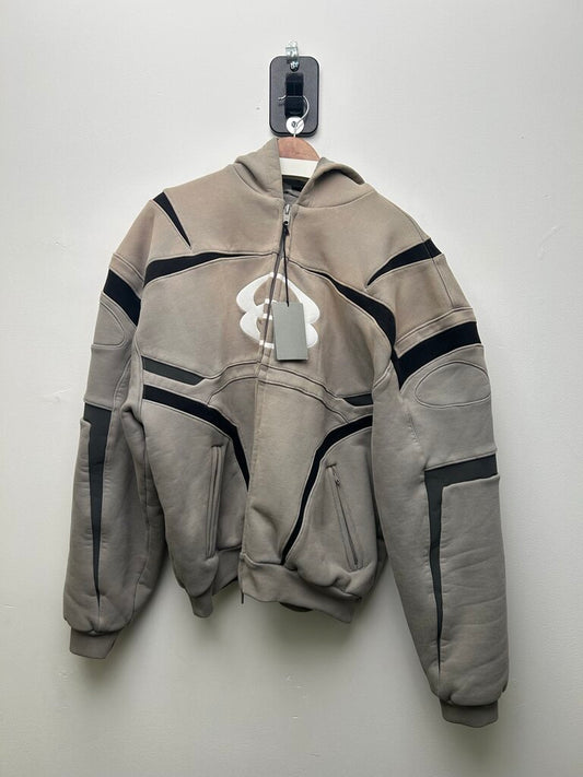 New Balenciaga Forever Logo Grey Moto Zip Up size 3