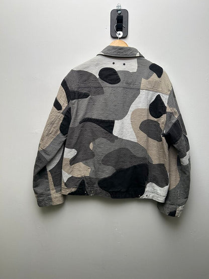 Preowned Louis Vuitton Kid Super Monogram Grey Black White Denim Jacket size M/L