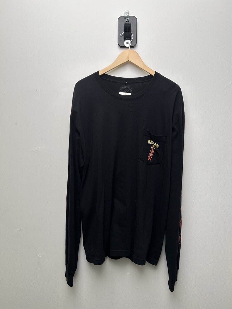 Chrome Hearts Gradient Red Yellow Tbar Logo Black Longsleeve sz.XXL