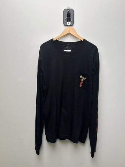 Chrome Hearts Gradient Red Yellow Tbar Logo Black Longsleeve sz.XXL