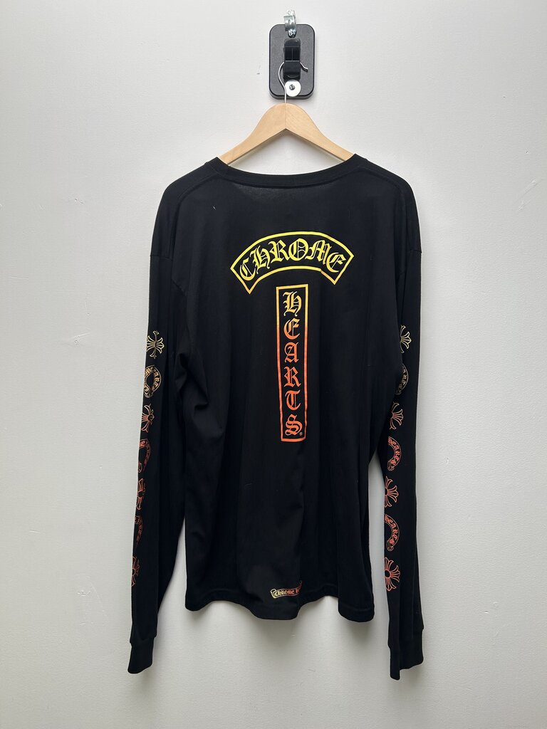 Chrome Hearts Gradient Red Yellow Tbar Logo Black Longsleeve sz.XXL