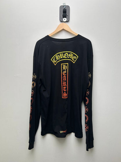 Chrome Hearts Gradient Red Yellow Tbar Logo Black Longsleeve sz.XXL