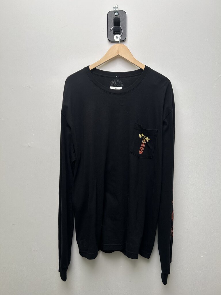 Chrome Hearts Gradient Red Yellow Tbar Logo Black Longsleeve sz.XXL
