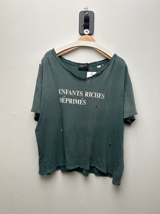 ERD Chest Logo Distressed Bleach Green Tee sz.XL