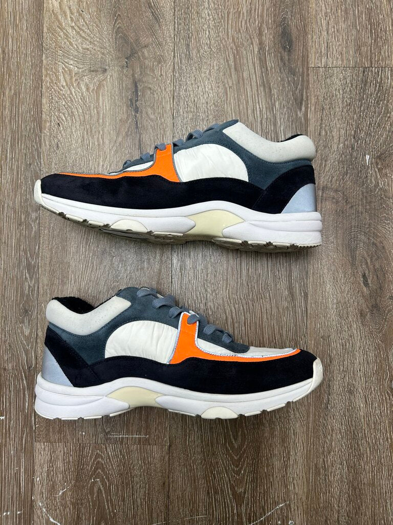 Preowned Chanel Runner White Orange Blue Sz 40.5