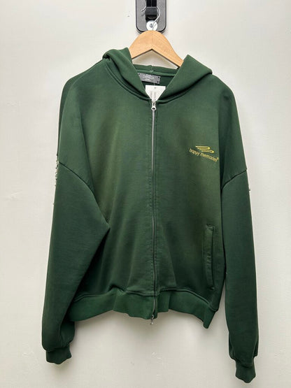 Preowned HMDD Green Rhinestone Zip Up Sz.Medium