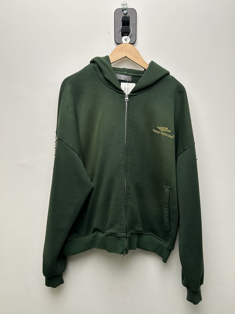 Preowned HMDD Green Rhinestone Zip Up Sz.Medium