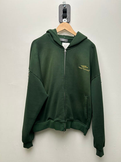 Preowned HMDD Green Rhinestone Zip Up Sz.Medium