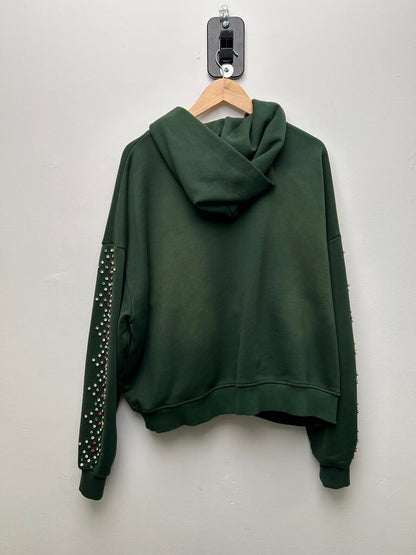 Preowned HMDD Green Rhinestone Zip Up Sz.Medium