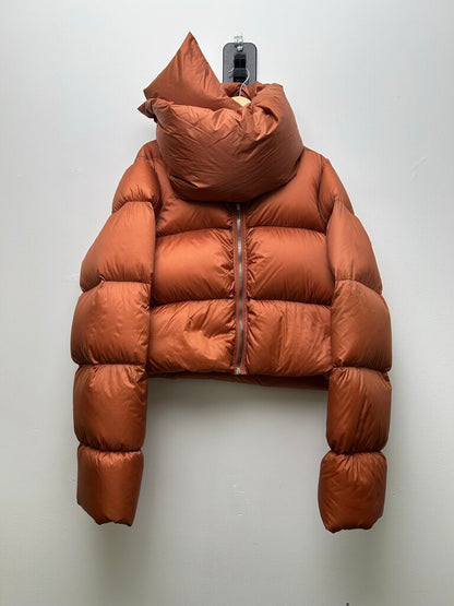 Preowned Rick Owens Cinnamon Strobe Funnel Puffer Jacket Size 6