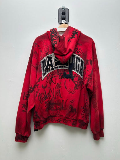 Balenciaga Red Graffiti Distressed Skater Zip sz.M