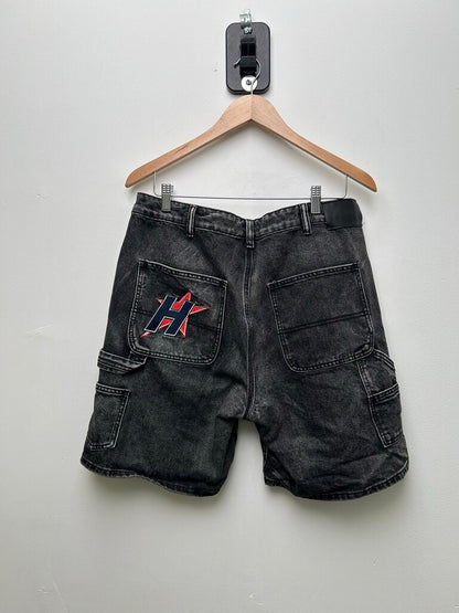 Preowned HMDD Black Denim Shorts Size Medium