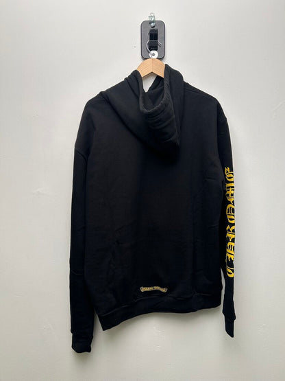 New Chrome Hearts Black Gold Vertical Logo Hoodie Size Large