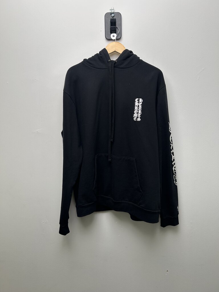 New Chrome Hearts Black Silver Vertical Logo Hoodie Size Large