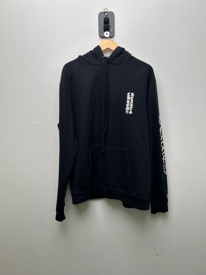 New Chrome Hearts Black Silver Vertical Logo Hoodie Size Large