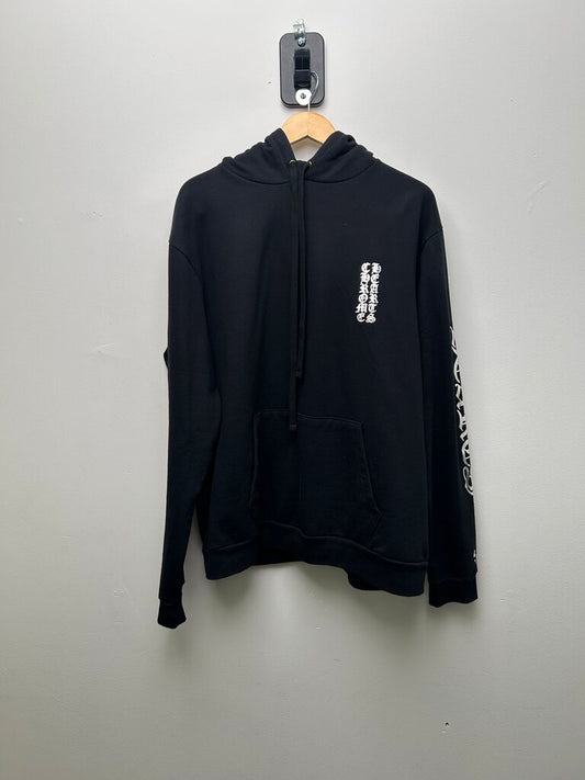 New Chrome Hearts Black Silver Vertical Logo Hoodie Size Large