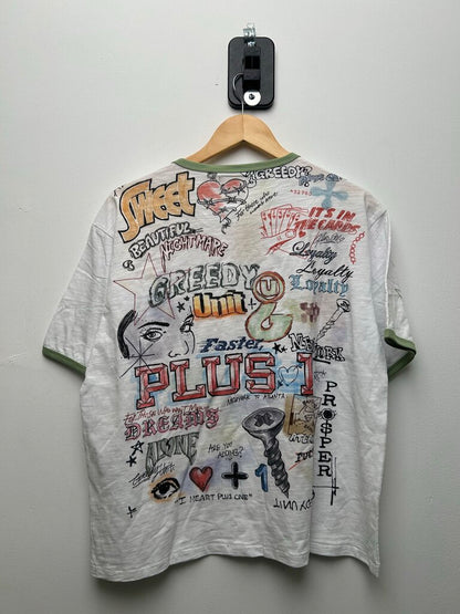 New Greedy Unit AOP Ringer Tee size M