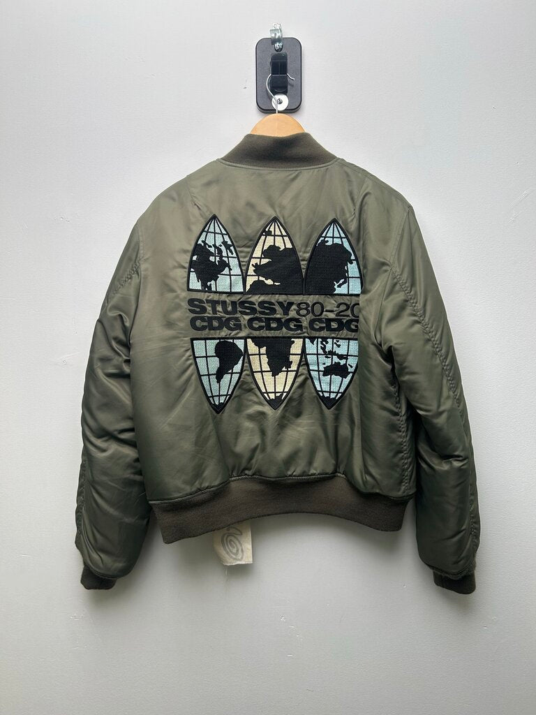 Preowned Stussy CDG Olive Bomber size S