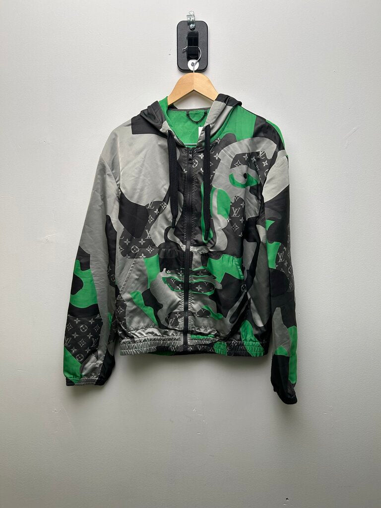 Preowned Louis Vuitton Kid Super Grey Green Monogram Zip Up size S/M