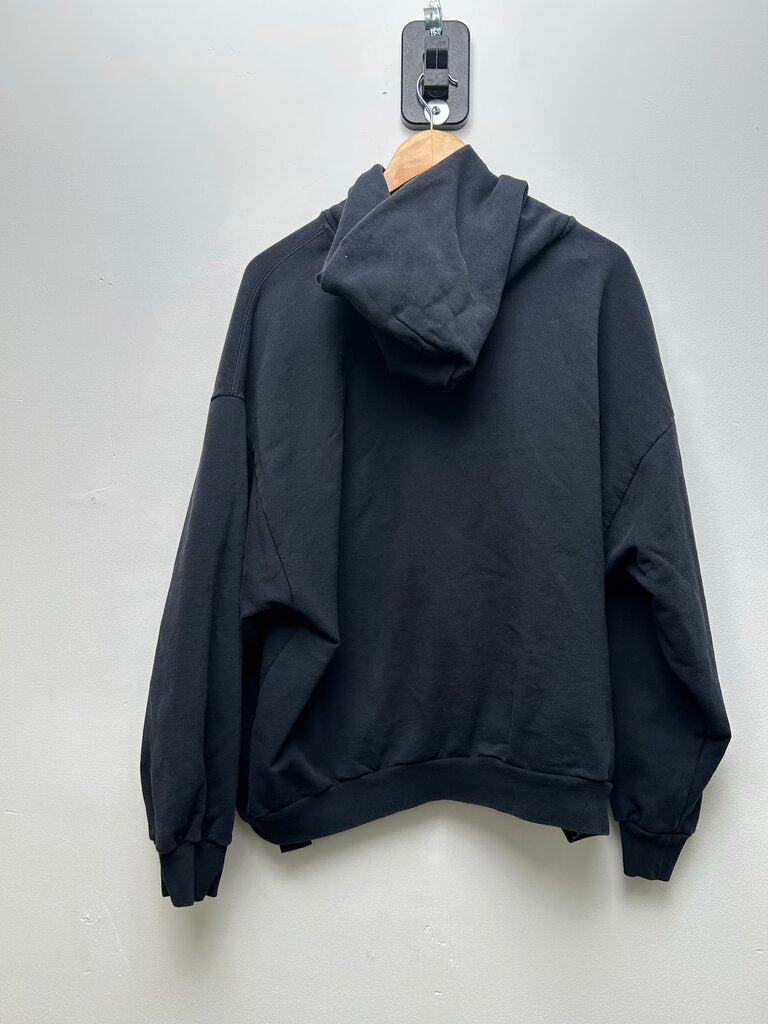 Preowned Balenciaga BB Black Grey Logo Hoodie Sz.Large