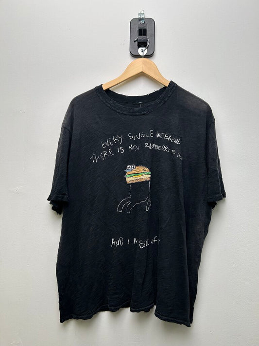 New GV Gallery Burger Head Black Distressed Tee size XL