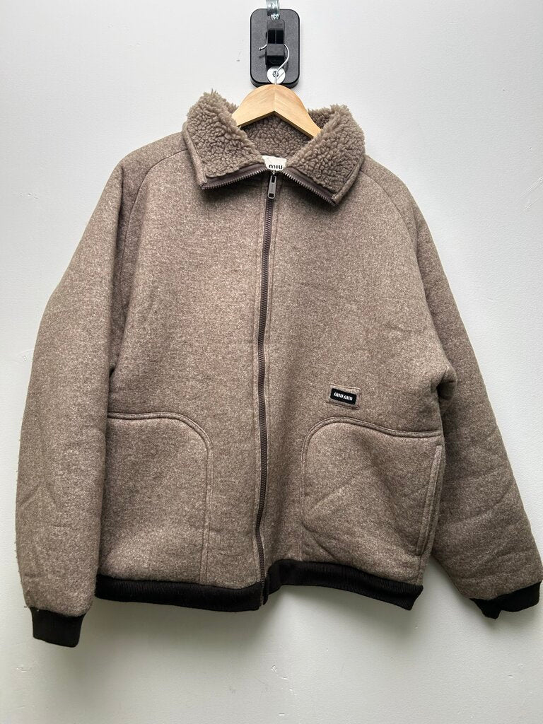 Miu Miu Brown Sherling Zip Up size XL
