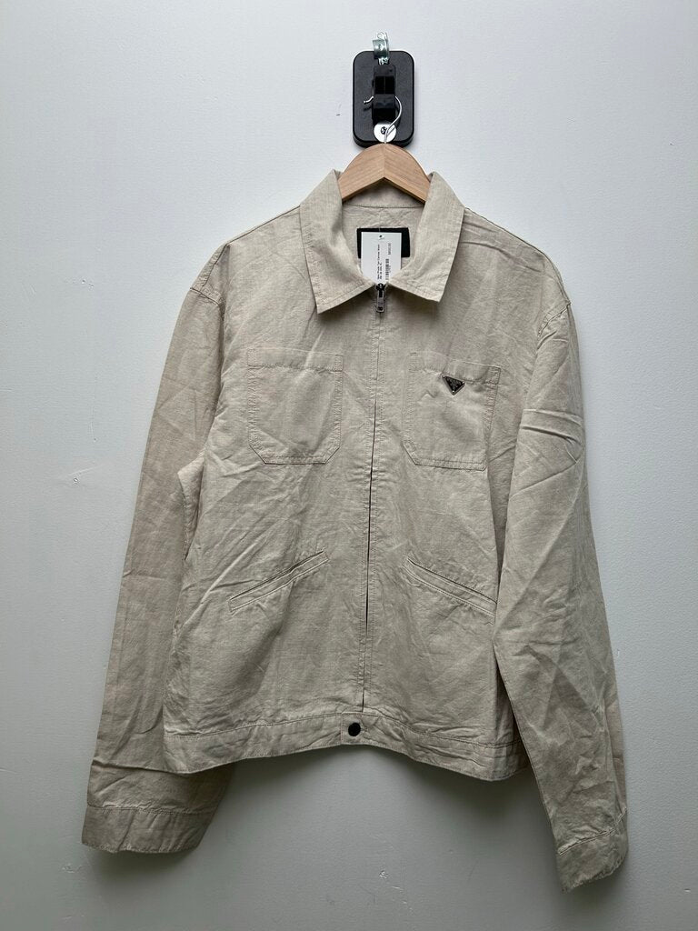 New Prada Tan Canvas Work Zip Up size XL