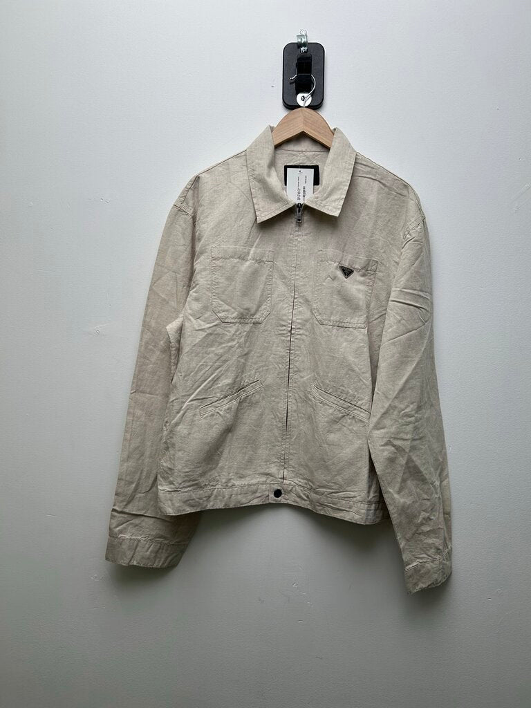 New Prada Tan Canvas Work Zip Up size XL