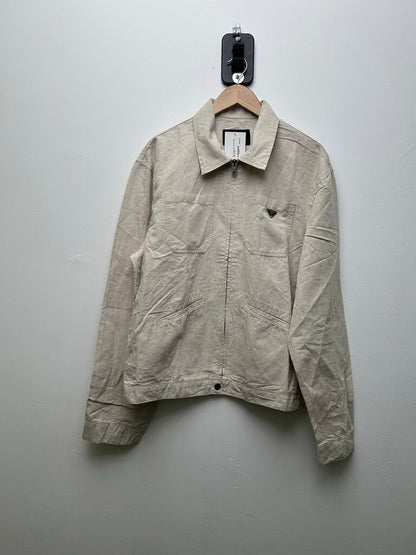New Prada Tan Canvas Work Zip Up size XL