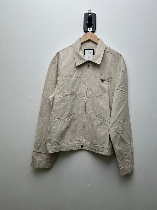 New Prada Tan Canvas Work Zip Up size XL