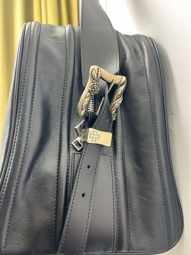 ERD Black Leather Weekender Duffle
