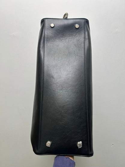 ERD Black Leather Weekender Duffle