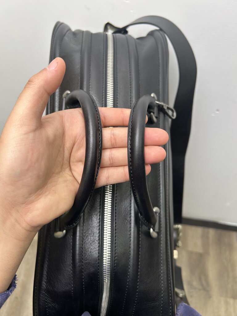 ERD Black Leather Weekender Duffle