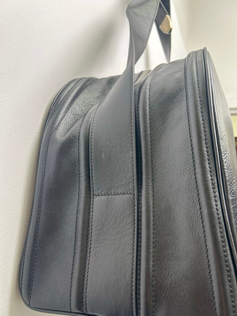 ERD Black Leather Weekender Duffle