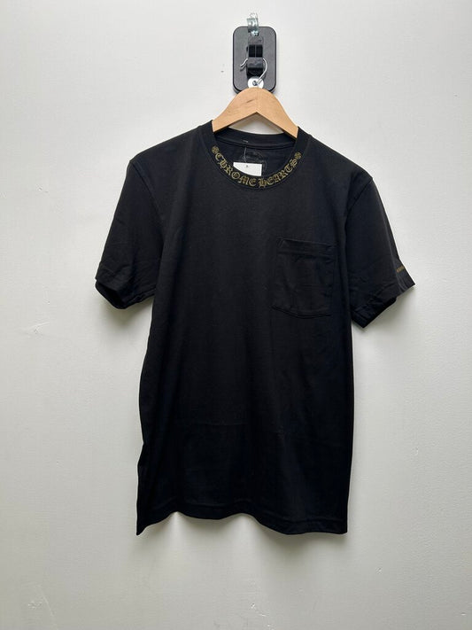 New Chrome Heart Olive Collar Logo Black Tee size M