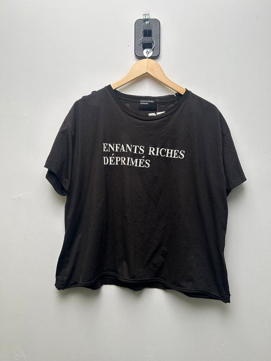 ERD Black Distressed Spell Out Tee size S