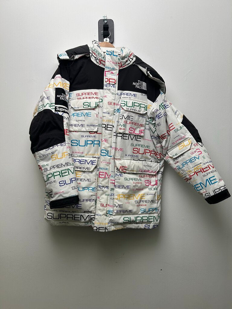 Preowned Supreme North Face White Multi Color Parka Sz.Large