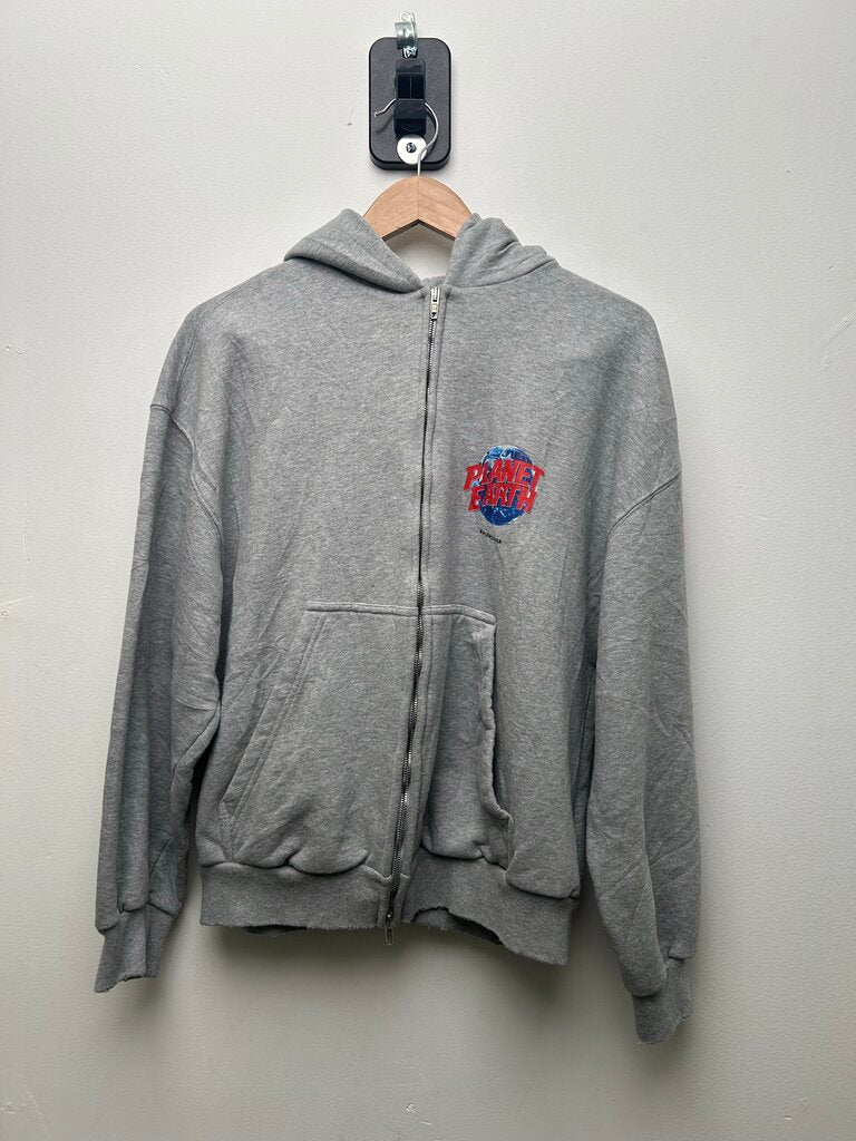 Preowned Balenciaga Planet Earth Grey Zip Sz XS