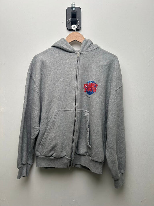 Preowned Balenciaga Planet Earth Grey Zip Sz XS