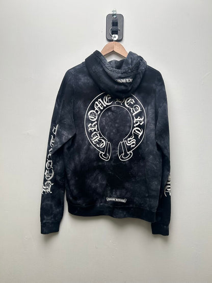Preowned Chrome Hearts Black White Grey Tie Dye Hoodie Sz.Small