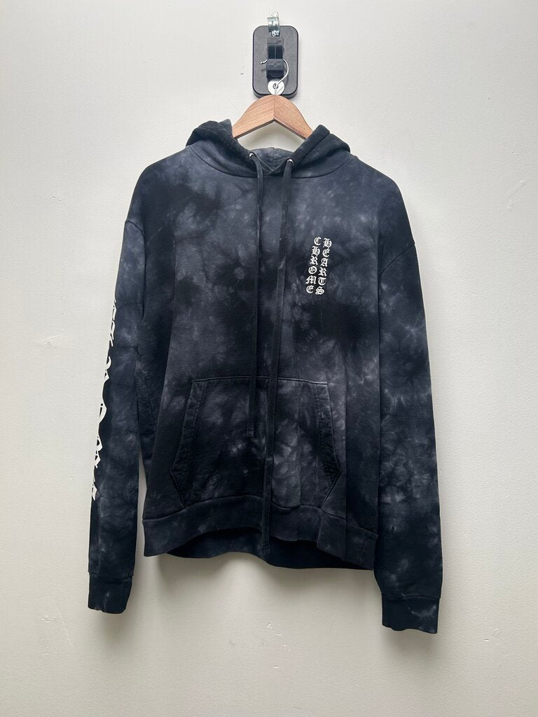 Preowned Chrome Hearts Black White Grey Tie Dye Hoodie Sz.Small