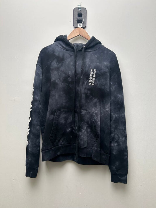 Preowned Chrome Hearts Black White Grey Tie Dye Hoodie Sz.Small