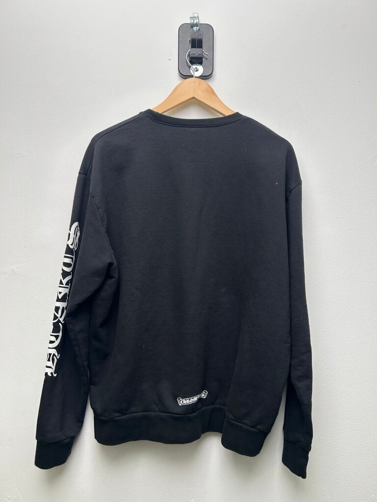 Preowned Chrome Hearts Black White Neck n Sleeve Logo Crewneck Sz.Medium