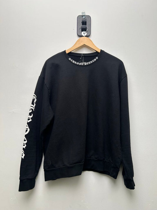 Preowned Chrome Hearts Black White Neck n Sleeve Logo Crewneck Sz.Medium