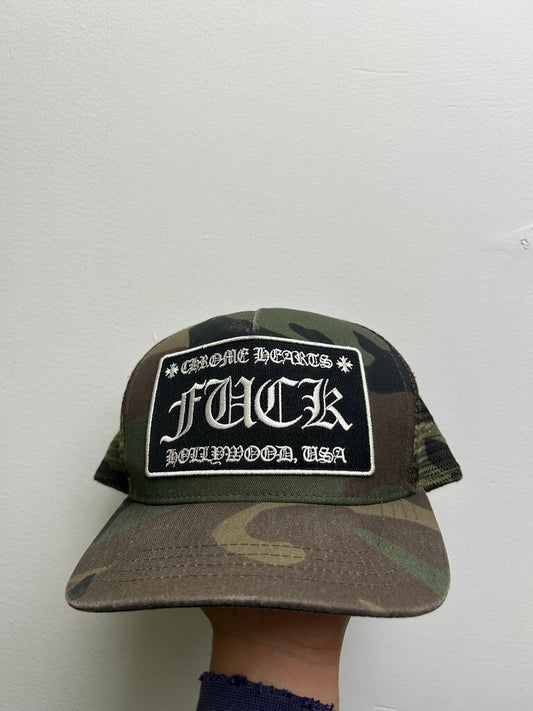 Preowned Chrome Heart Camo Fuck Trucker