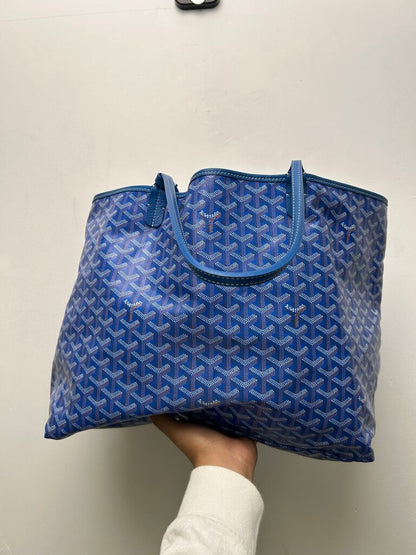 Preowned Goyard Blue St. Louis GM Tote Bag
