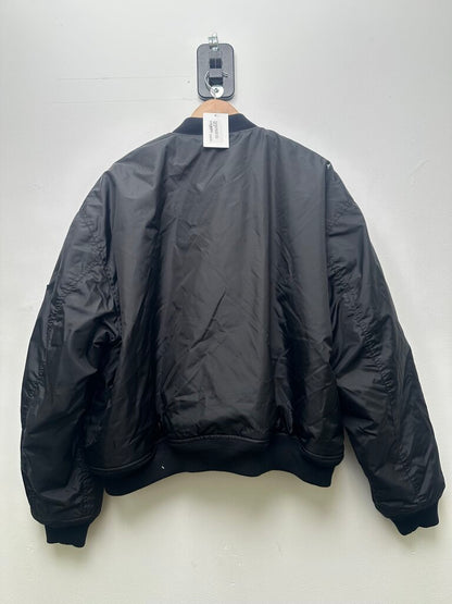 Preowned Balenciaga Lion Patch Black Bomber Jacket Size 48