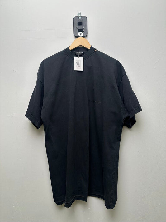 Preowned Balenciaga Black Line Logo Tee Size Large