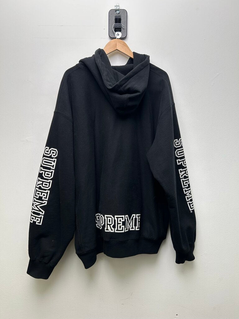 Preowned Supreme Black Collegiate Sleeve Hoodie Size XXL