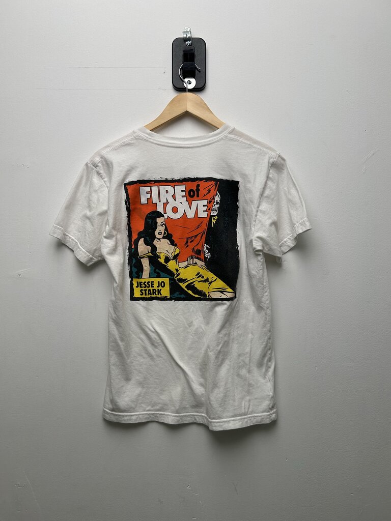 Preowned Chrome Hearts Jesse Jo Fire Of Love White Tee Sz.Medium